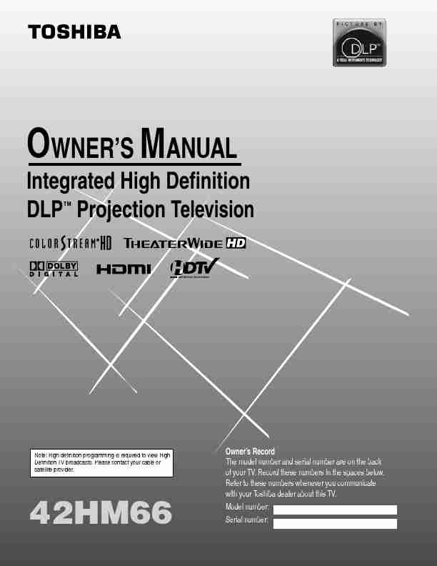 Toshiba Projection Television 42HM66-page_pdf